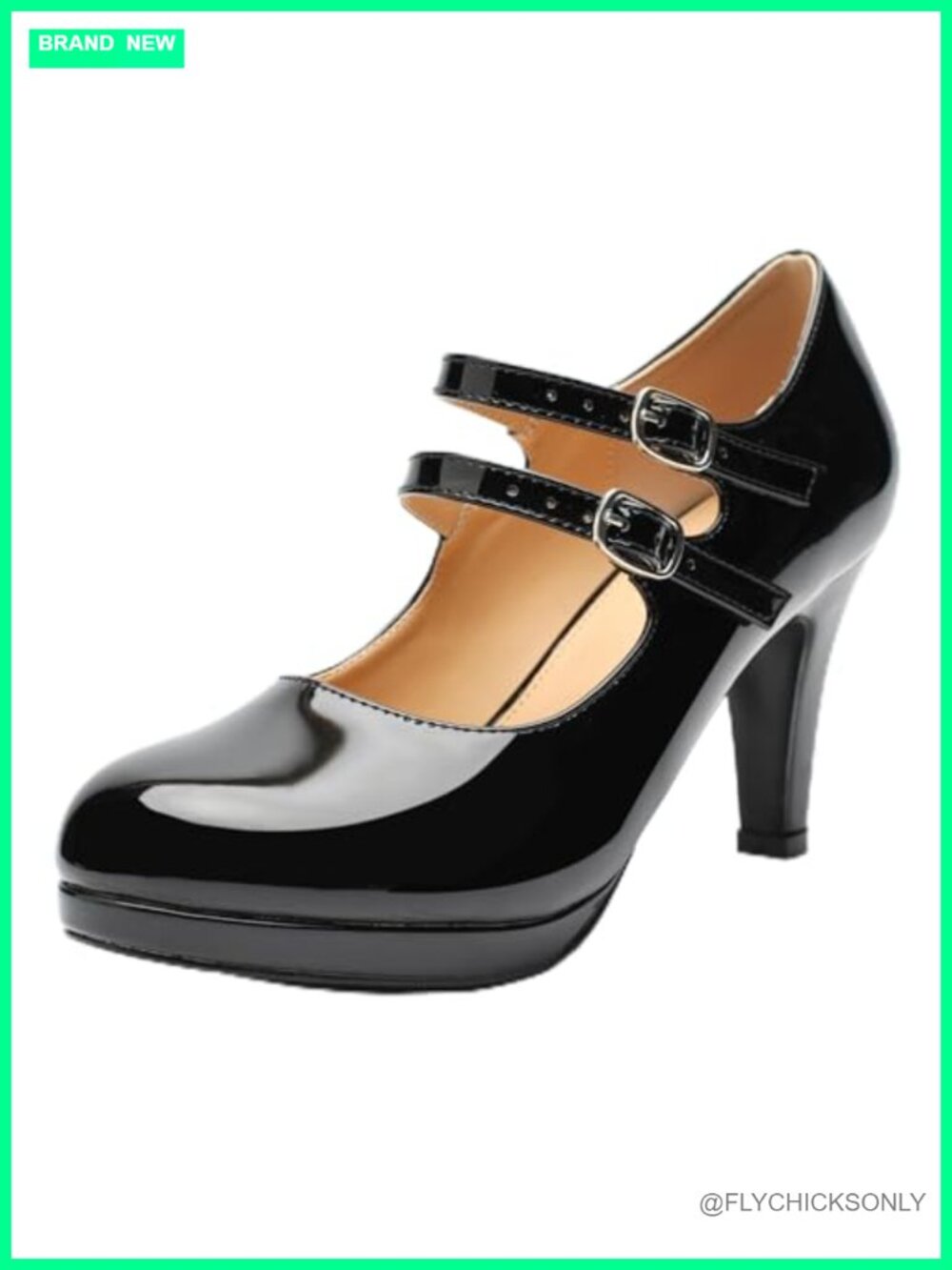 Women's Low Platform Pumps Round Toe Classic High Heels Double Ankle Strap Mary